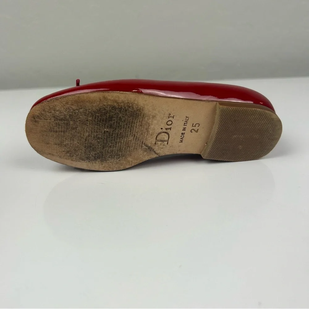 Dior red ballerina flats with bow tops size 25